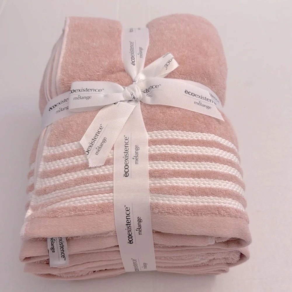 6pc Ecoexistence Mélange Bath Towel Set - Waterless Coloring - Pink/White